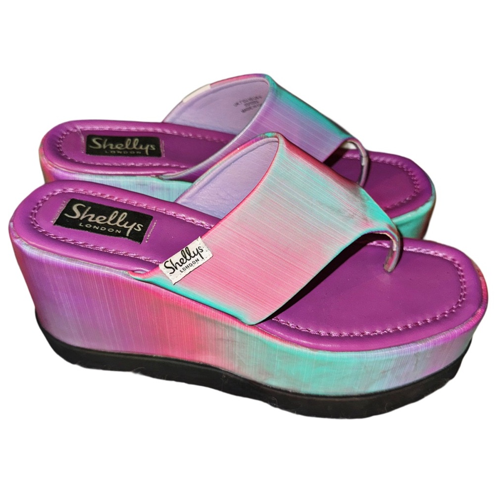 🔥HP🔥Shellys London for Dolls Kill Purple Ombre Klub Platform Wedges - Picture 3 of 13